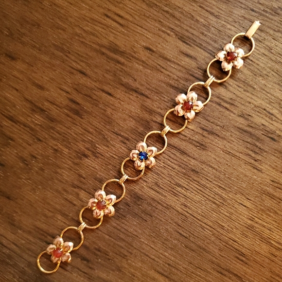 Vintage 12K Gold filled Rose Gold floral bracelet - Picture 1 of 4